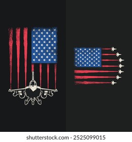 American flag Vintage t-shirt design. USA Air Force Aircraft  Patriot Jet Fighter T Shirt.