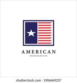 american flag vintage vector logo illustration design