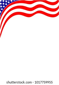 American flag wave background frame with empty space for text.