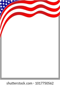American flag wave frame with empty space for text.