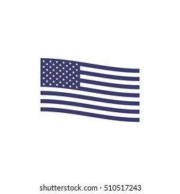 American flag wave icon isolated on a white background
