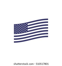 American flag wave icon isolated on a white background