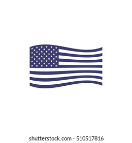 American flag wave icon isolated on a white background