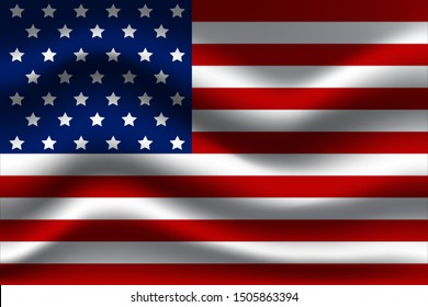 american flag with waves vector icon