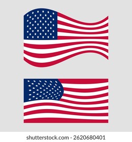 American flag waving collection design vector illustration