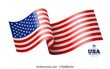 American flag, waving design isolated on white background, vector illustration