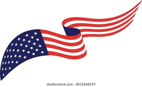 American flag waving dynamically with stars