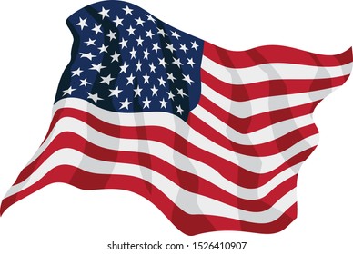 American Flag Waving Isolated Vector Illustration