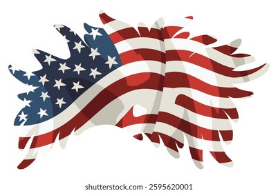 American flag. Waving national symbol. American colorful national flag on white background. Vector design element