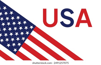 American flag waving on color background. Vector illustration United States of America