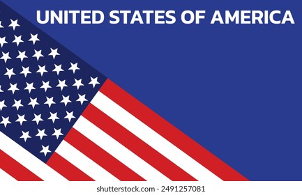 American flag waving on color background. Vector illustration United States of America