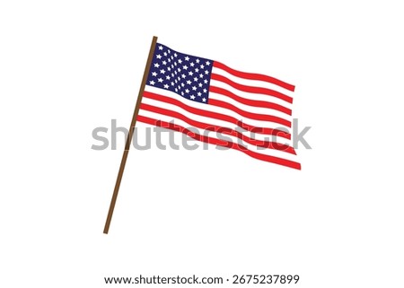 American flag waving on a pole.