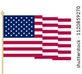 American flag, waving USA flag with sharp corners. Simple isolated vector illustration. National symbol of United States of America on white background