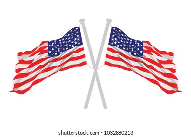 American Flag Waving Vector Illustration
