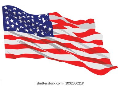 American Flag Waving Vector Illustration