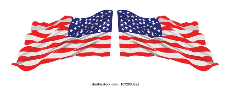 American Flag Waving Vector Illustration