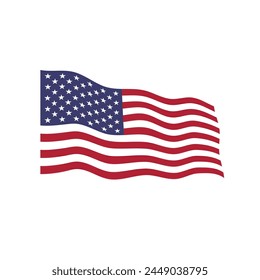 american flag waving	 - vector illustration