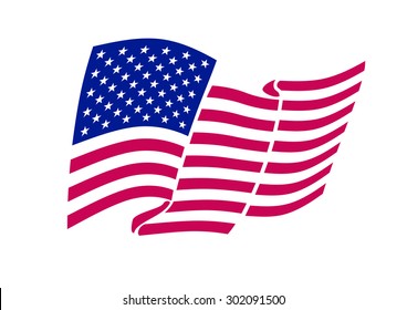 American flag waving. Vector illustration on white background