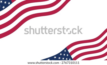 American flag waving in the wind background. United states of america waving on white background.