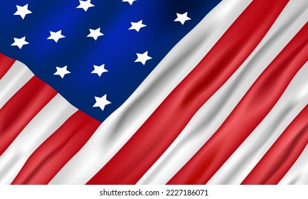 American flag waving in the wind . Flag Day Holiday United States. 4th of July. Vector illustration