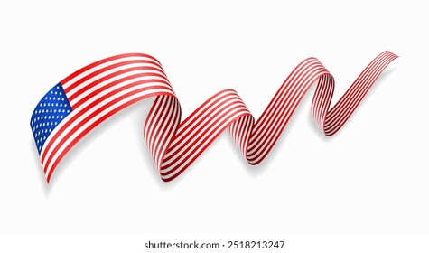 Fondo abstracto ondulado de la bandera americana. Ilustración vectorial.