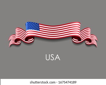 American flag wavy ribbon background. Vector illustration.