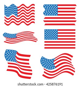 American flag wavy shape for Independence day design