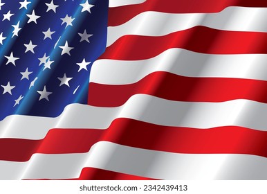 American Flag in the wind. Vector File