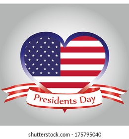 the american flag within a heart and a ribbon for president day 