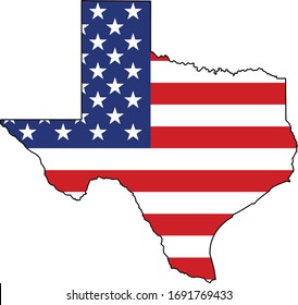 American Flag Within The Texas State Shape