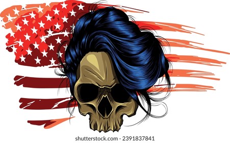 American flag with woman skull