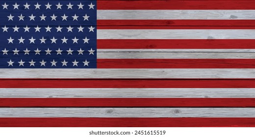 American flag wooden texture banner background template. Vector illustration. 
