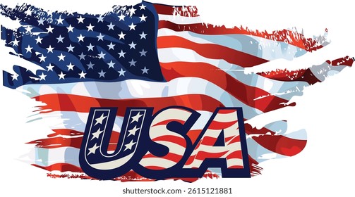 American flag. Word USA with American flag under it