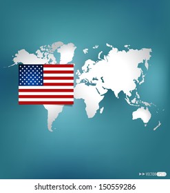 American Flag World Map Vector Illustration Stock Vector (Royalty Free ...