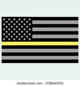 American Flag Yellow Thin Line Vector T-shirt design