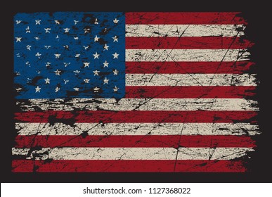 American Flag.Dirty Flag Of USA.Vector.