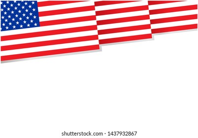 American flags banner background with empty space for text.