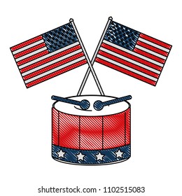 american flags and drum instrument celebration