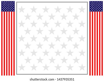 American flags festive banner background with empty space for text.
