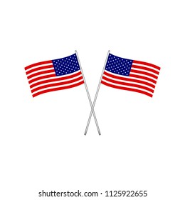 American Flags Isolated On White Background. Vector Illustration