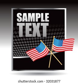 banderas americanas en banner negro de medio tono
