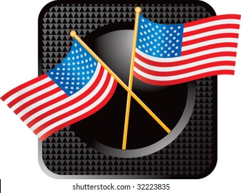 american flags on black web button