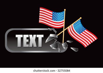 american flags on broken banner