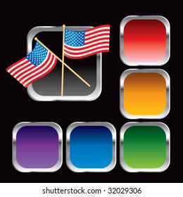 Amerikanische Flaggen auf farbigen Web-Buttons