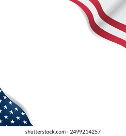 American flags on each corner. Suitable for patriotic designs, Independence Day or Labor Day celebrations, Great for banners or social media graphics. Transparent Background. Layered EPS Vector