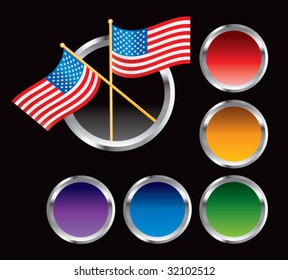 american flags on round colored web buttons