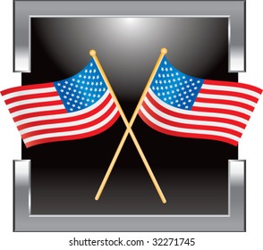 american flags on star background