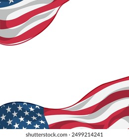 Amerikanische Flaggen auf transparentem Hintergrund, geeignet für Hintergründe, patriotische Motive, Nationalfeiertage, Posts in sozialen Medien, Einladungen und Werbeaktionen. EPS-Schichtvektor