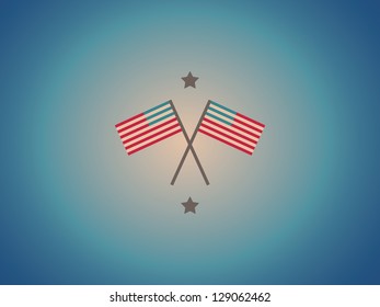 American Flags with Stars Background.
