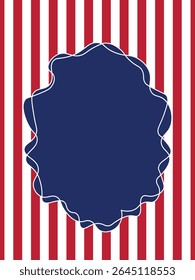 American flags theme frames with whimsical lines, bows, ribbons. Minimalist line borders, postage stamp . Vector template for poster, invitation, card.